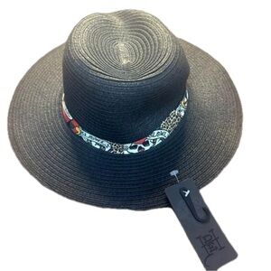 NWT Ed Hardy Black Straw Hat Y2K Rock Fairy Grunge Boho-Chic Whimsigoth Punk NEW